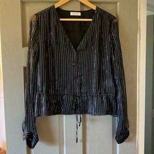 Anine Bing Ramona Top Black with Silver, XS